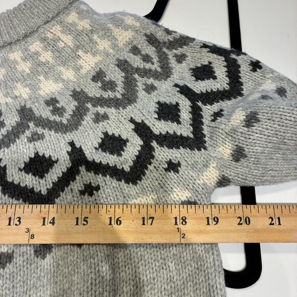 J. Crew Gray Merino Wool Fair Isle Sweater Medium - Picture 6 of 8